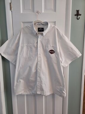 Harley-Davidson Men's White Short-Sleeve Button-Up Shirt 3XL pre-owned